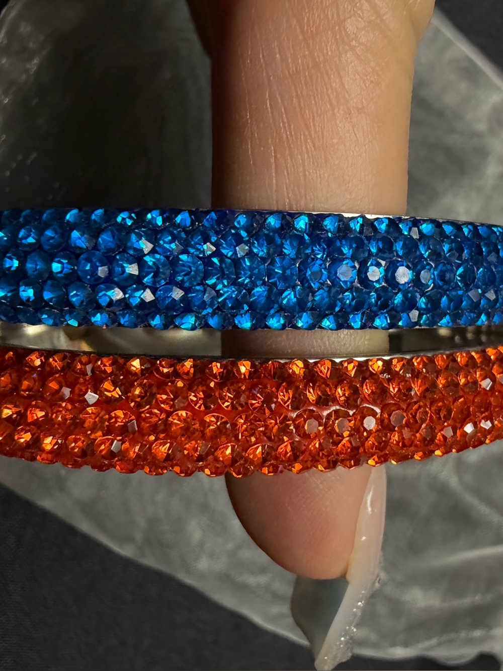 Sparkling Blue and Orange Crystal Bangle Bracelets